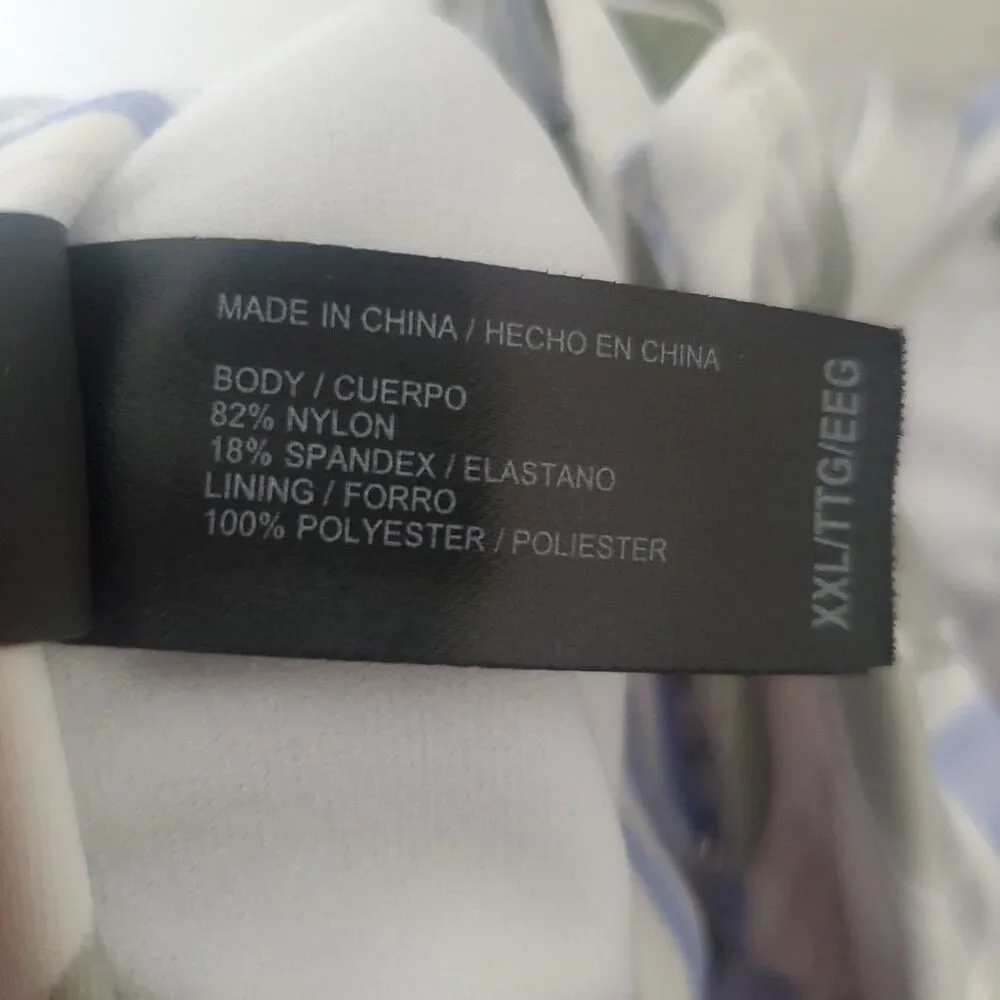Hurley Womens XXL Marble Swirl One Piece Swimsuit Blue White Strappy Back XXL